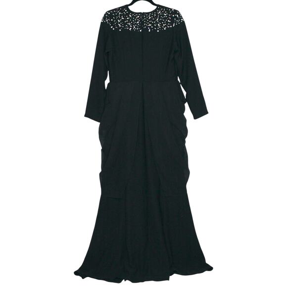 Modest Formal Black Dress with Pearl Details Size Large - Picture 8 of 14